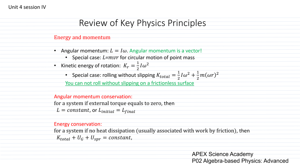 APEX P02: Algebra-based Physics Advanced